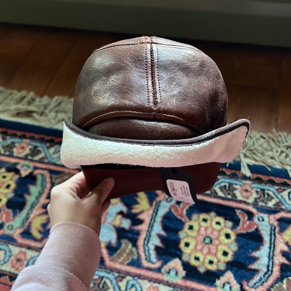 rag & bone womens leather & shearling pilot cap - Picture 5 of 10